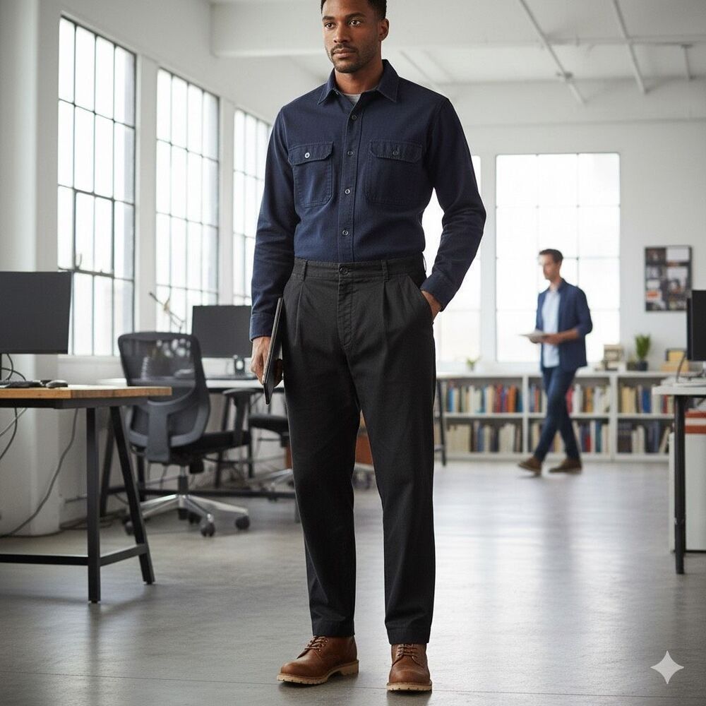 Folk Clothing Co. Black Cotton Blend Trousers Pants Men’s Size Small – Made in P